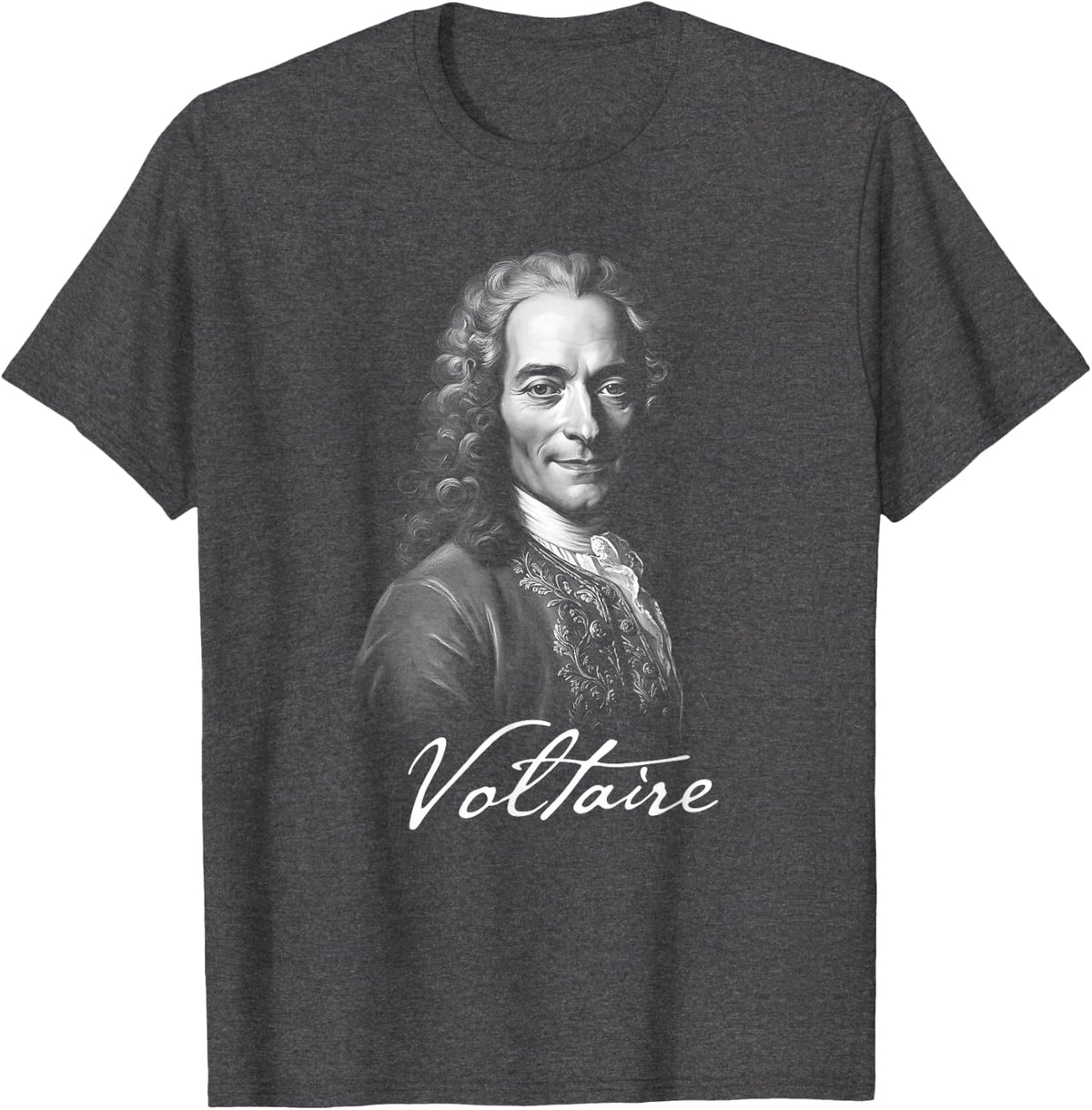Voltaire Portrait Enlightenment French Philosopher T-Shirt - Dark Heather Grey
