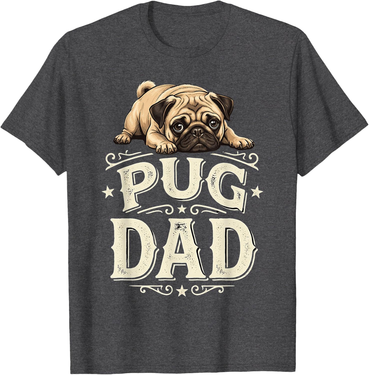 Pug Dad T-Shirt - Dark Heather Grey