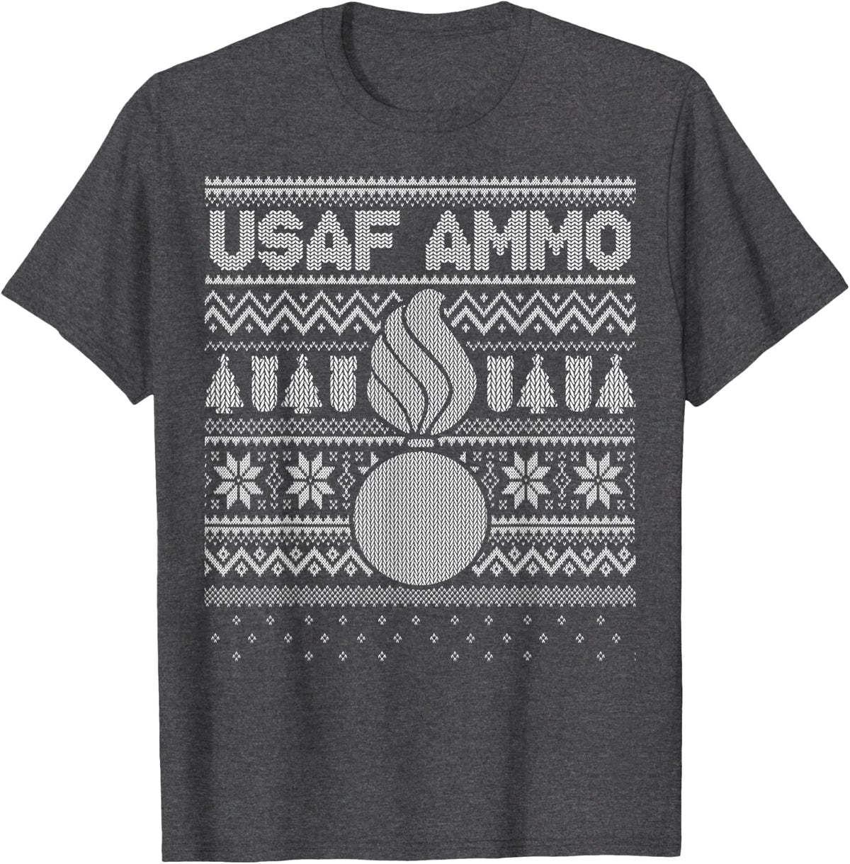 Air Force AMMO Ugly Christmas Sweater Style T-Shirt T-Shirt - Dark Heather Grey