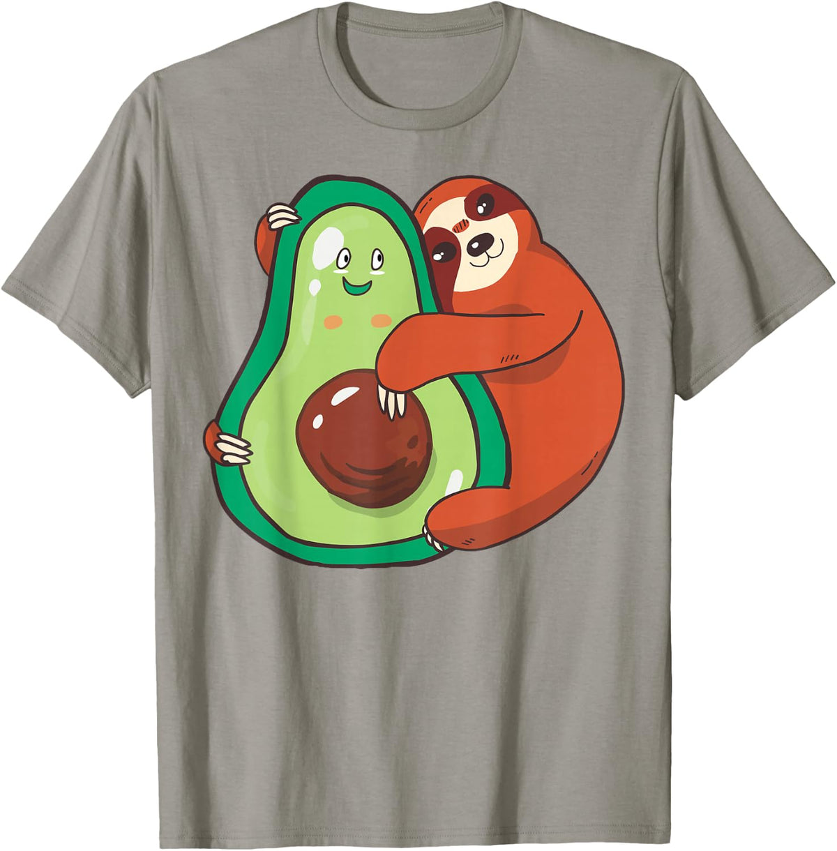 Cute Lazy Sloth Apparel Hugging Avocado Animal Lover T-Shirt - Slate Grey