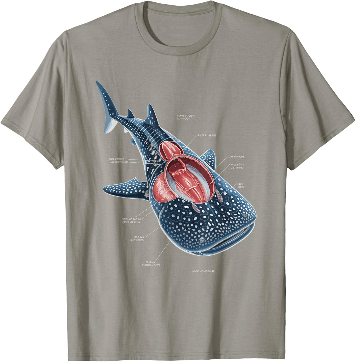 Whale Shark Anatomy Diagram Ocean Science T-Shirt - Slate Grey