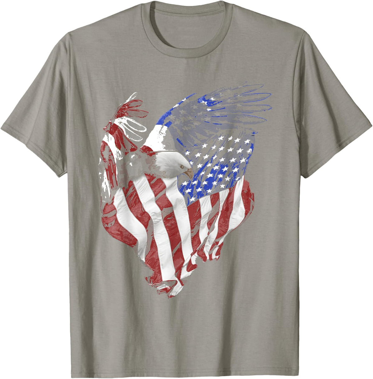 American Flag and Bald Eagle Patriotic T-Shirt - Slate Grey