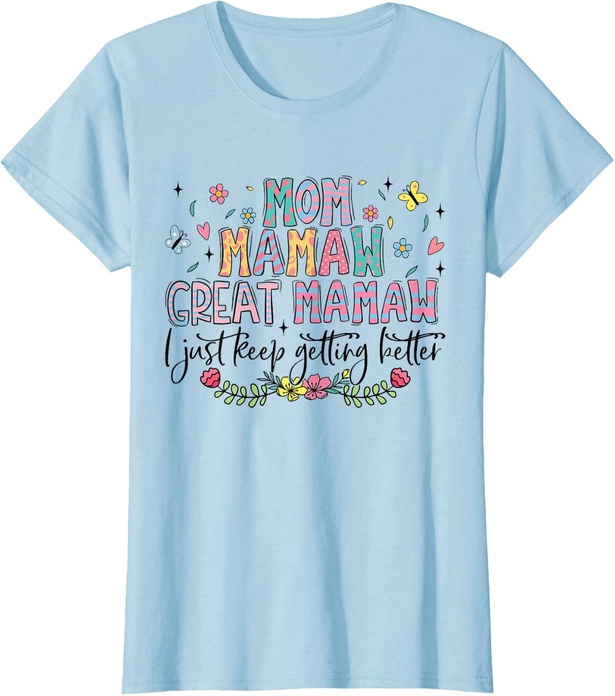 Mom Mamaw Great Mamaw I Just Keep Getting Better Mothers Day T-Shirt - Baby Blue