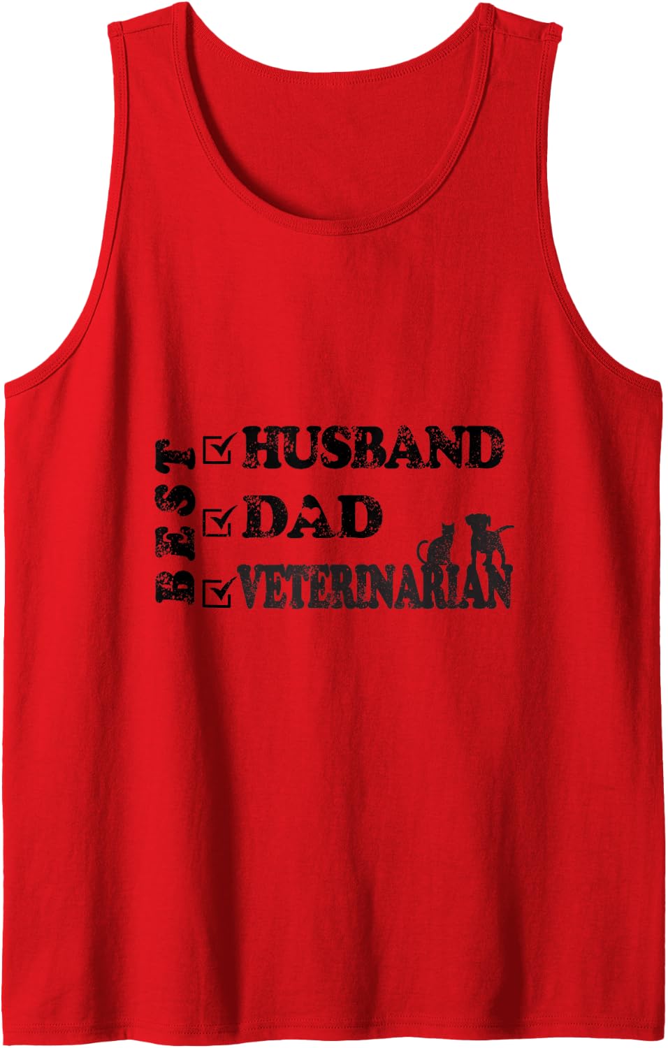 Best Husband Dad Veterinarian Sleeveless Tank Top - Red