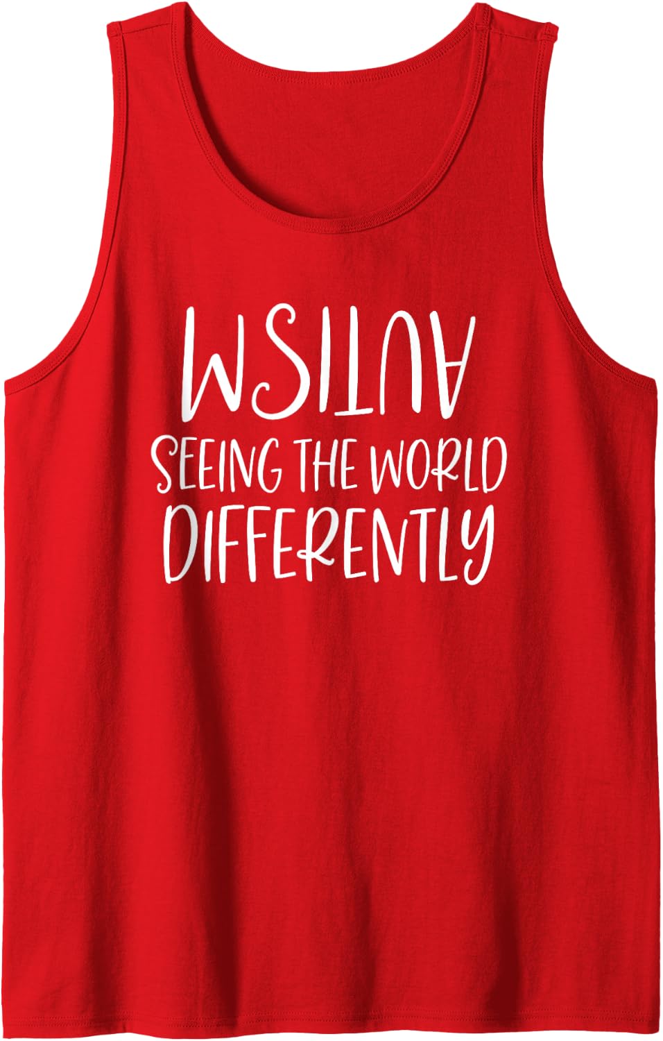 Autism Seeing The World Differently Autism Awareness Text Sleeveless Tank Top - Red