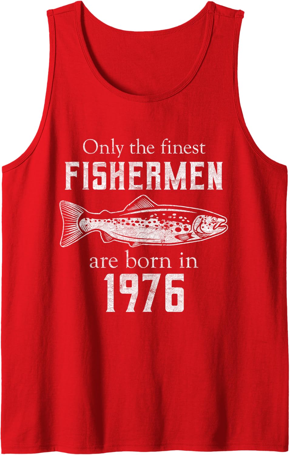 45th Birthday Vintage 1976 Fishing Fisherman 45 Year Old Sleeveless Tank Top - Red