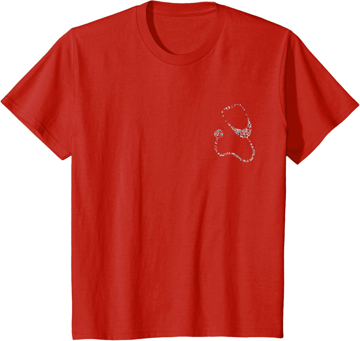 Medical Icons Stethoscope T-Shirt Pocket Style - Red