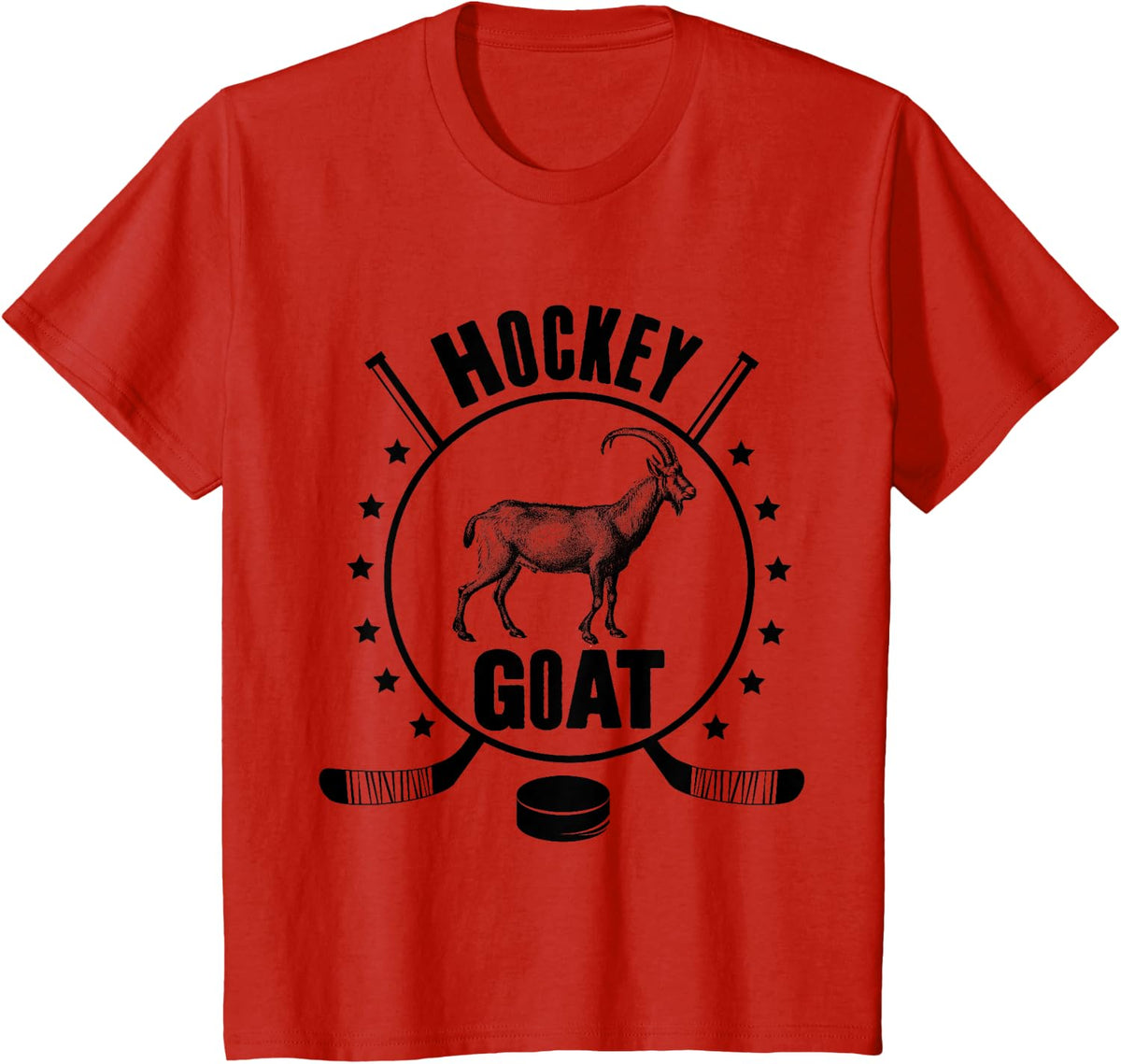 Funny Ice Hockey GOAT Greatest All Time Stick Puck Player T-Shirt - Red