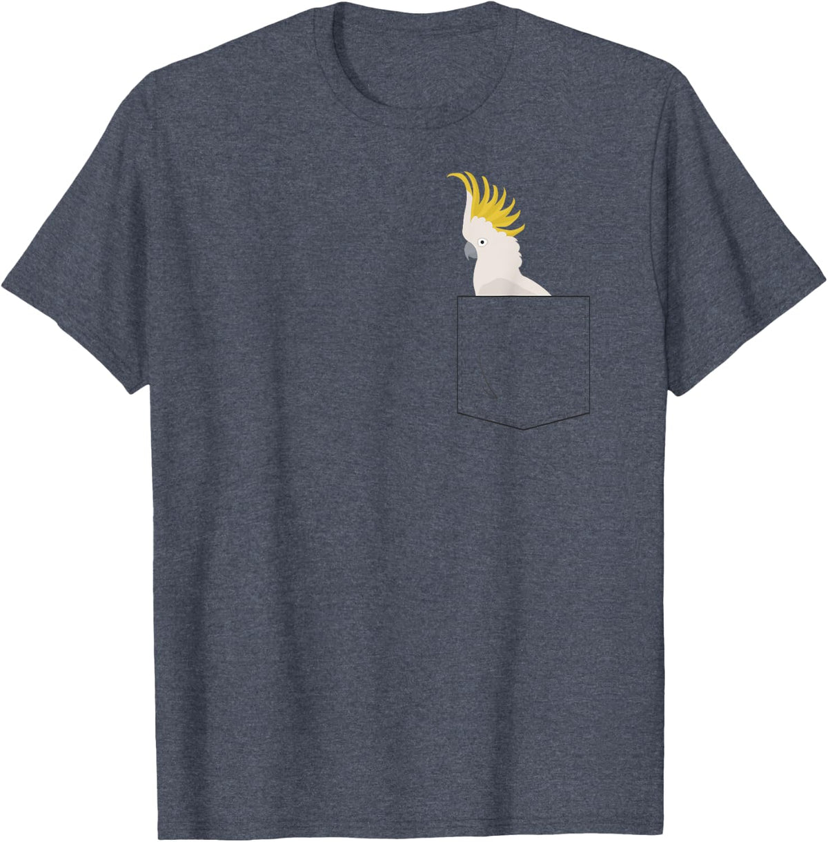 Cockatoo Parrot, Fake Pocket T-Shirt - Heather Blue