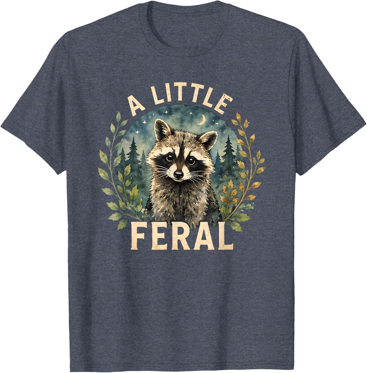 A Little Feral Raccoon Vintage Trash Panda Forest Design T-Shirt - Heather Blue