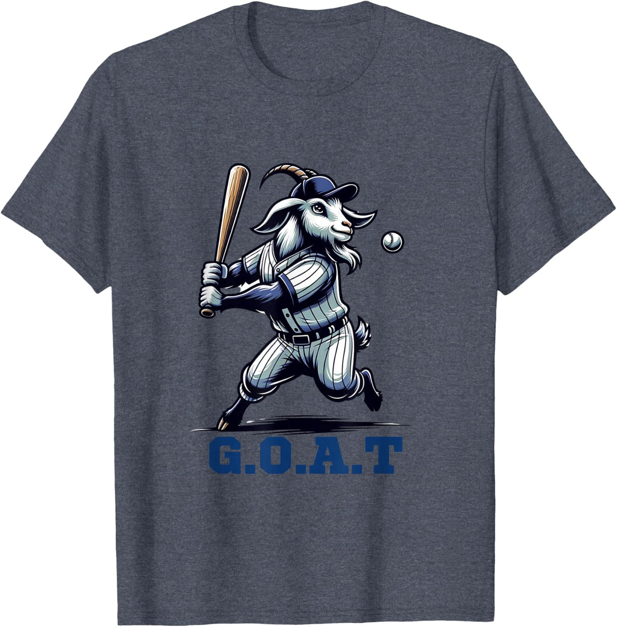 G.O.A.T. Goat Greatest Baseball Player Funny T-Shirt - Heather Blue