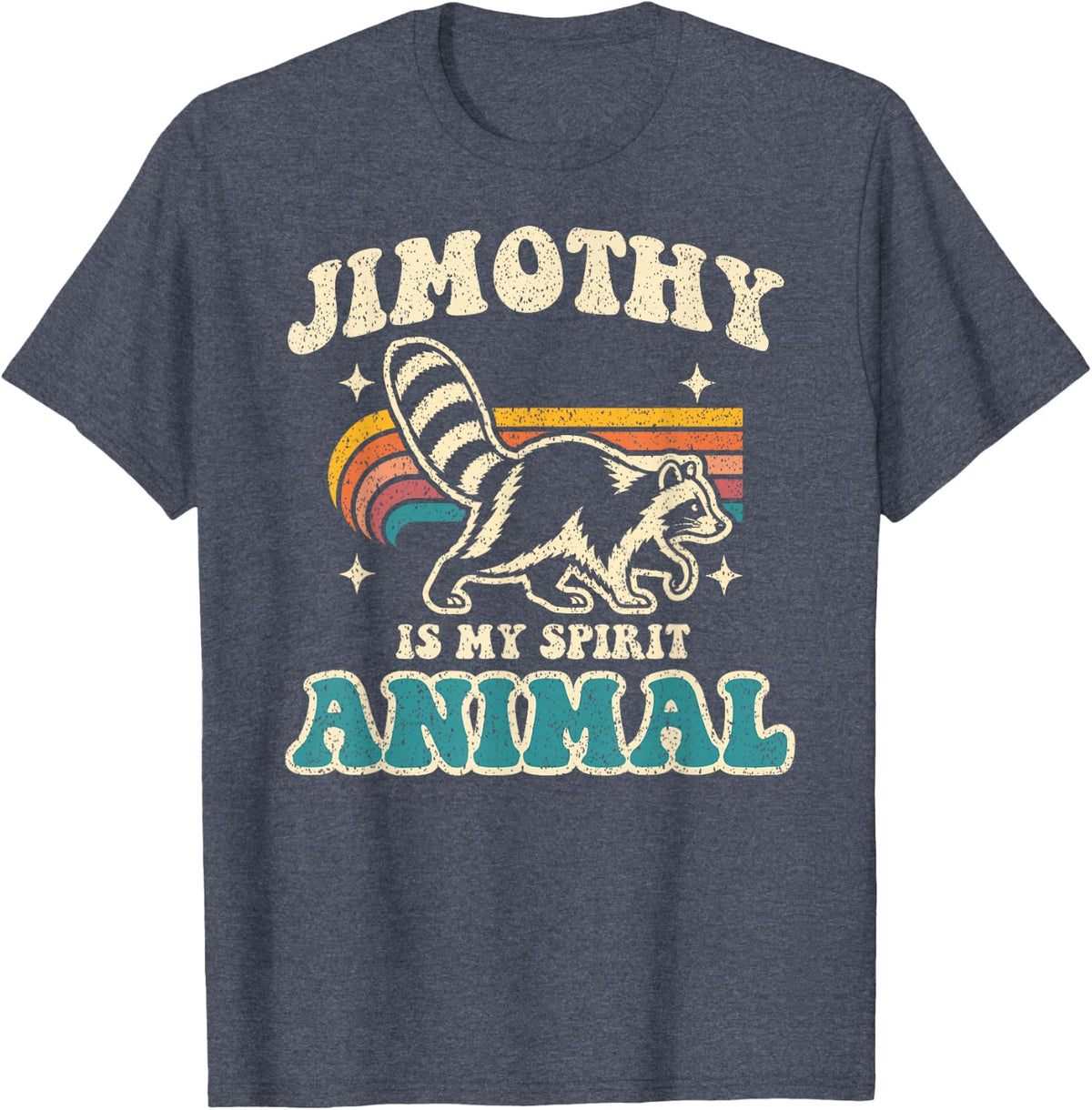 Jimothy is My Spirit Animal Funny Raccoon Retro 70s Graphic T-Shirt - Heather Blue