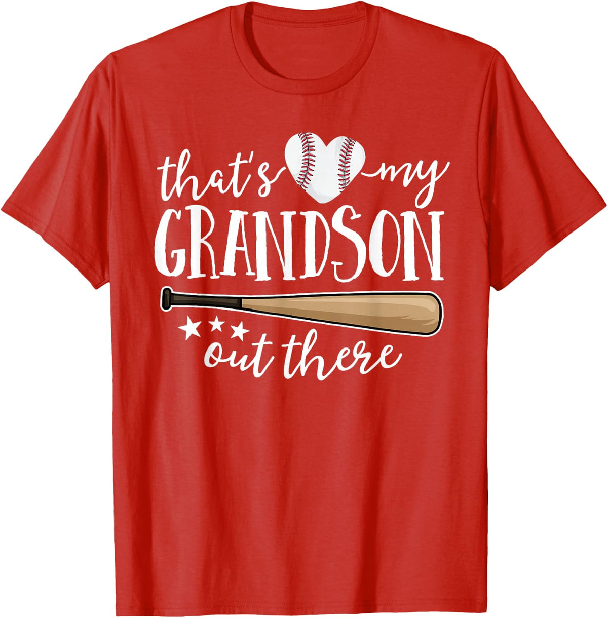 That's My Grandson Out There Gift Women Baseball Grandma T-Shirt - Red