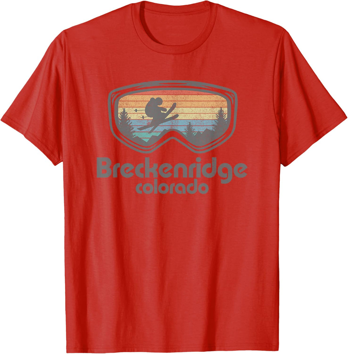 Breckenridge Colorado Ski Mountain Skiing Retro Skier Gift T-Shirt - Red