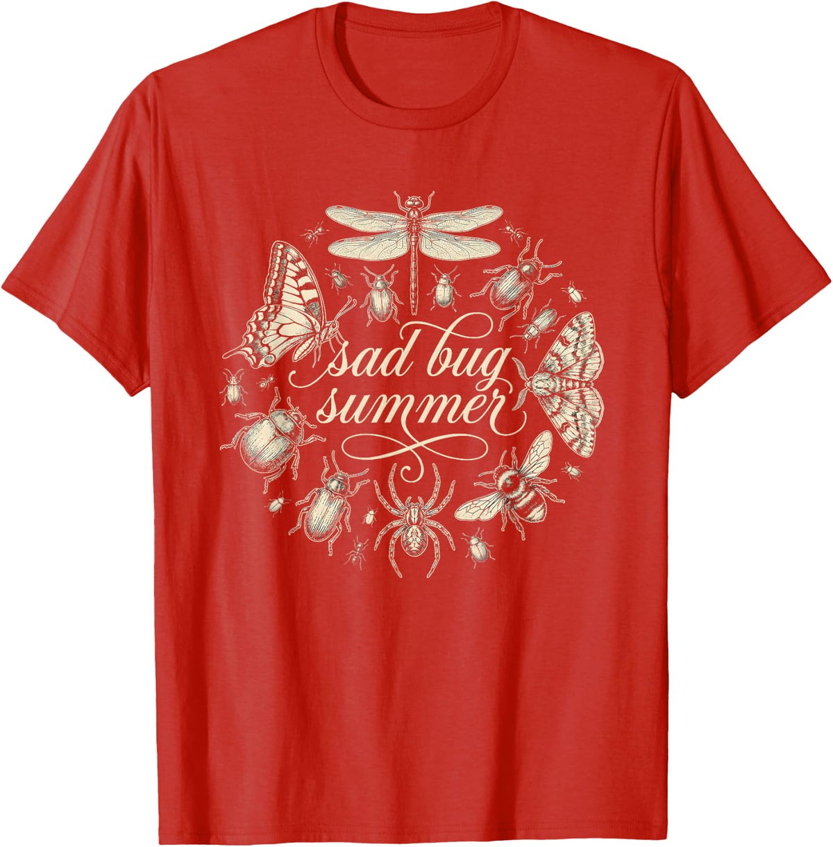 Sad Bug Summer Vintage Insect Entomology T-Shirt - Red