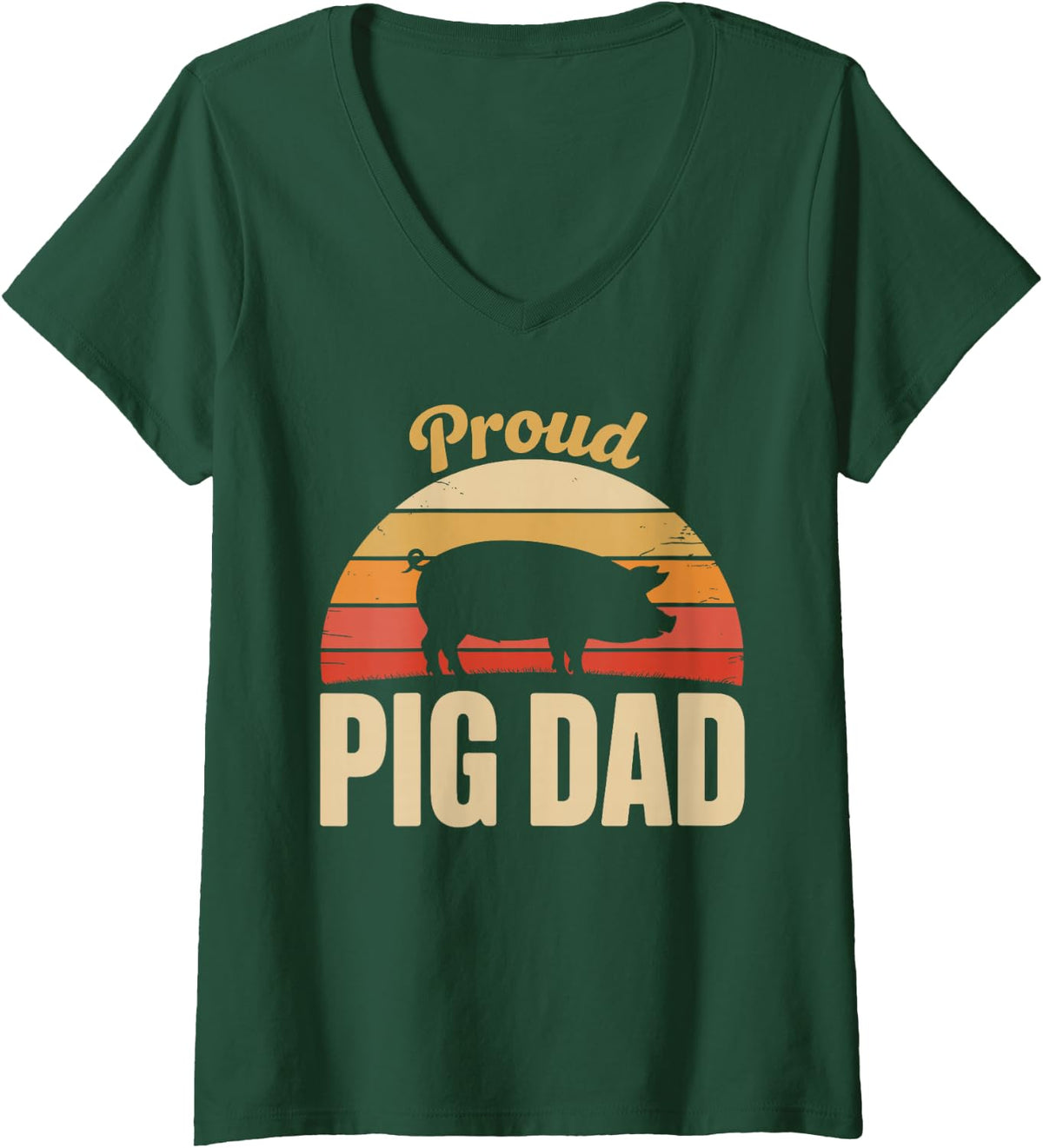 Women's Pig Dad Design for Men Boys Dad Father Farm Pig Dad V-Neck T-Shirt - Dark Green