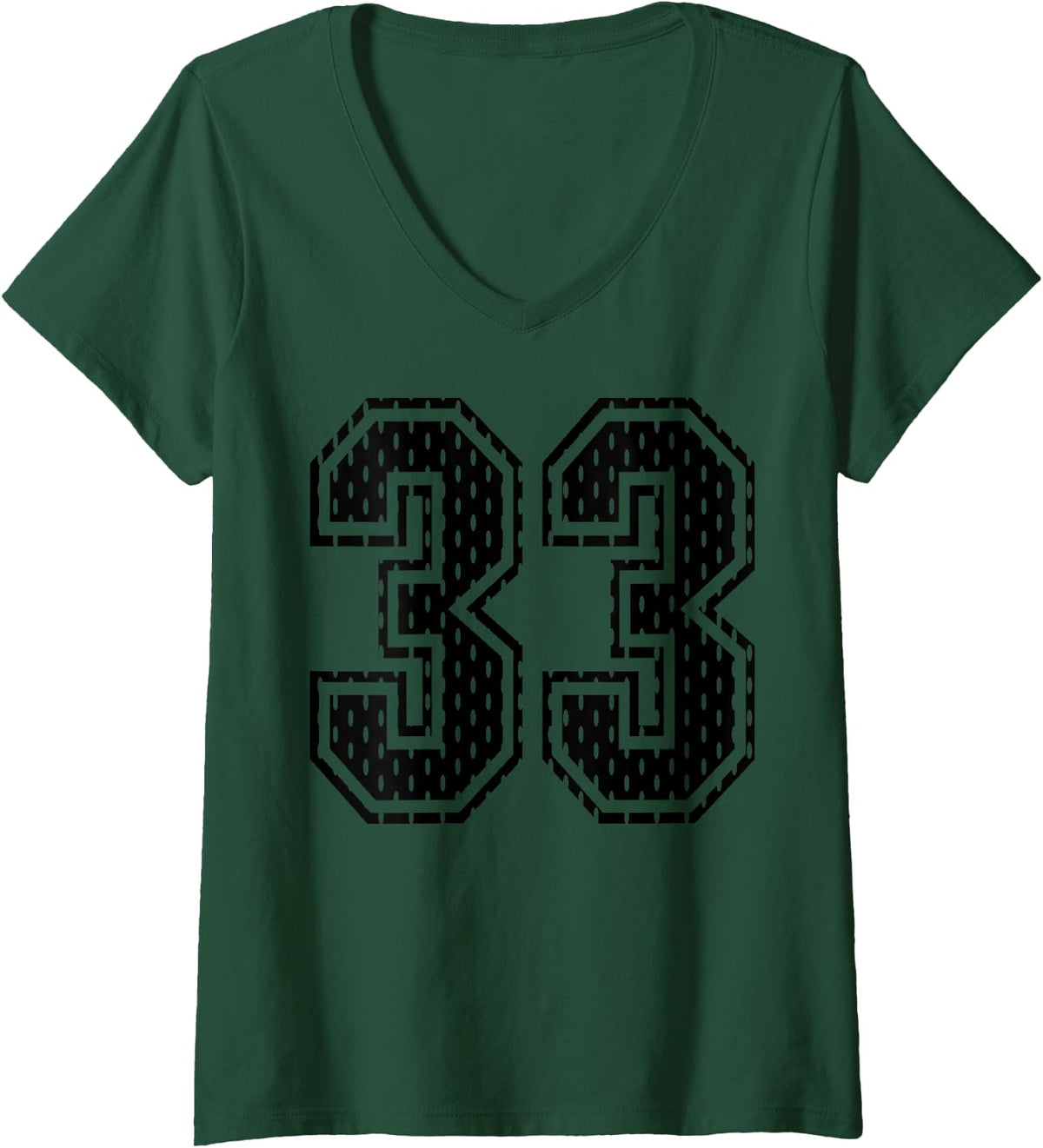 Women's Black Number 33 Sports Fan #33 Jersey Shirt Team Player V-Neck T-Shirt - Dark Green