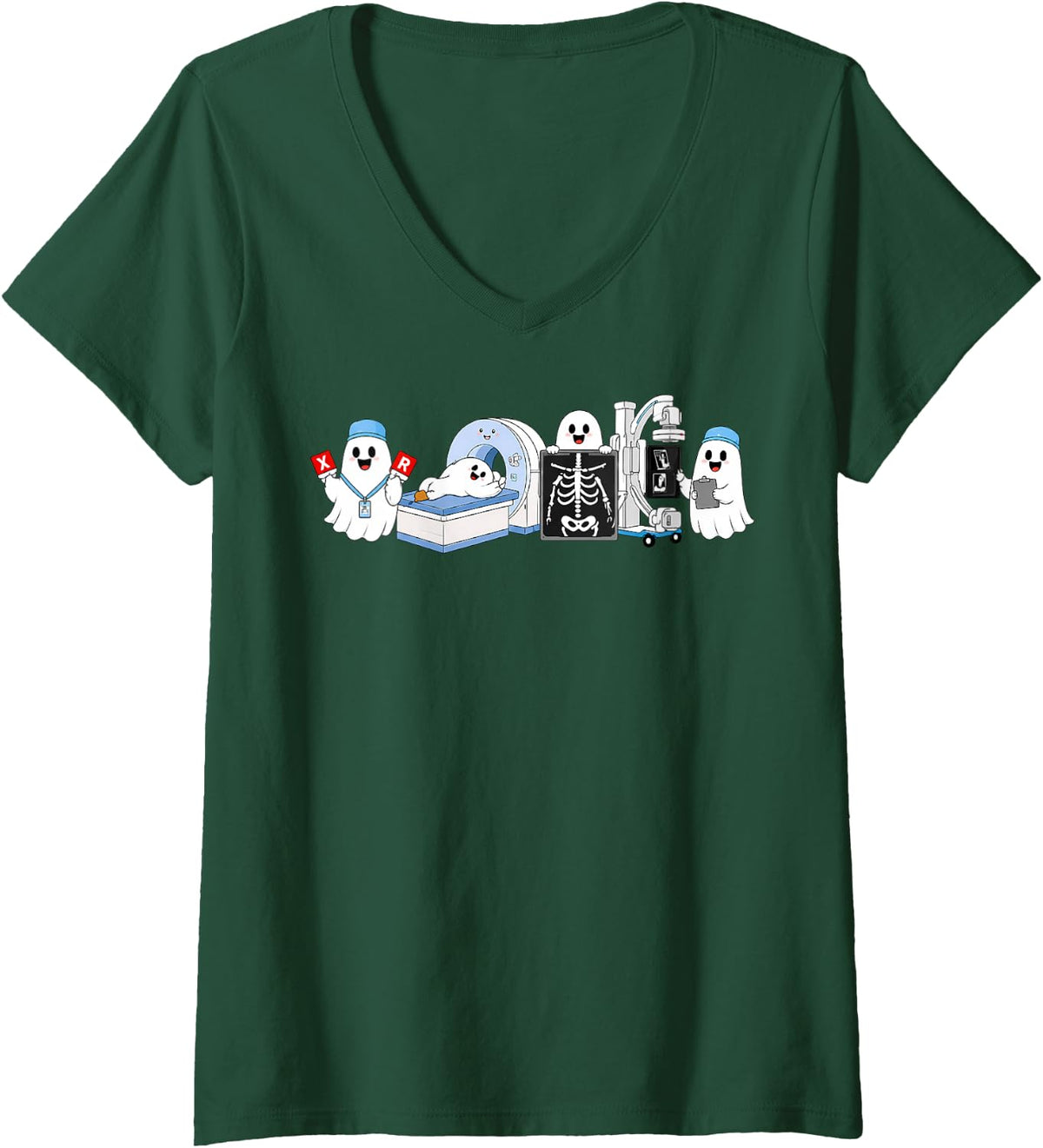 Women's Radiologic Technologist Goose X-ray Tech -Radiologic Ct MRI V-Neck T-Shirt - Dark Green