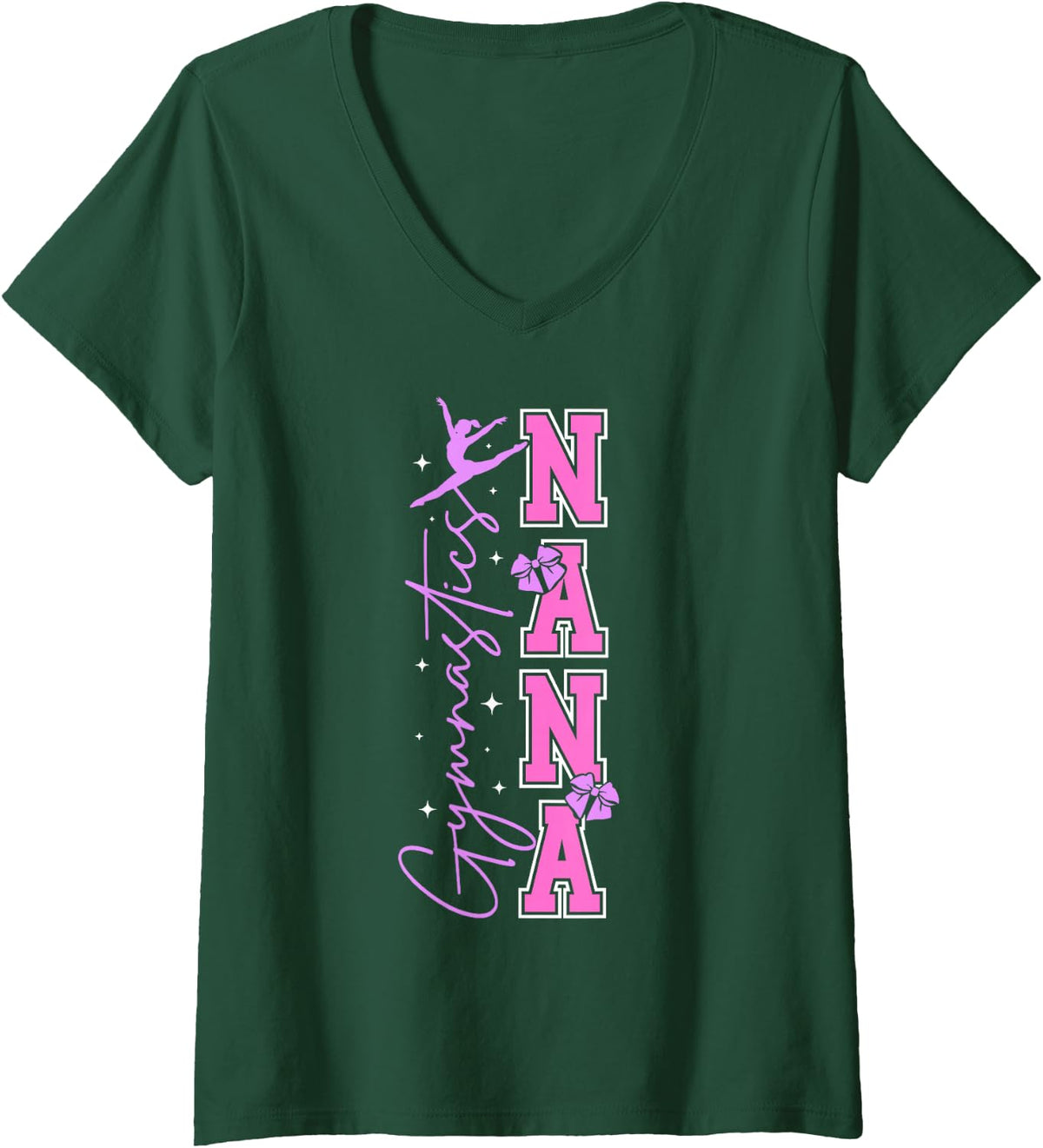 Women's Gymnastics Nana of A Gymnast Nana Grandma V-Neck T-Shirt - Dark Green
