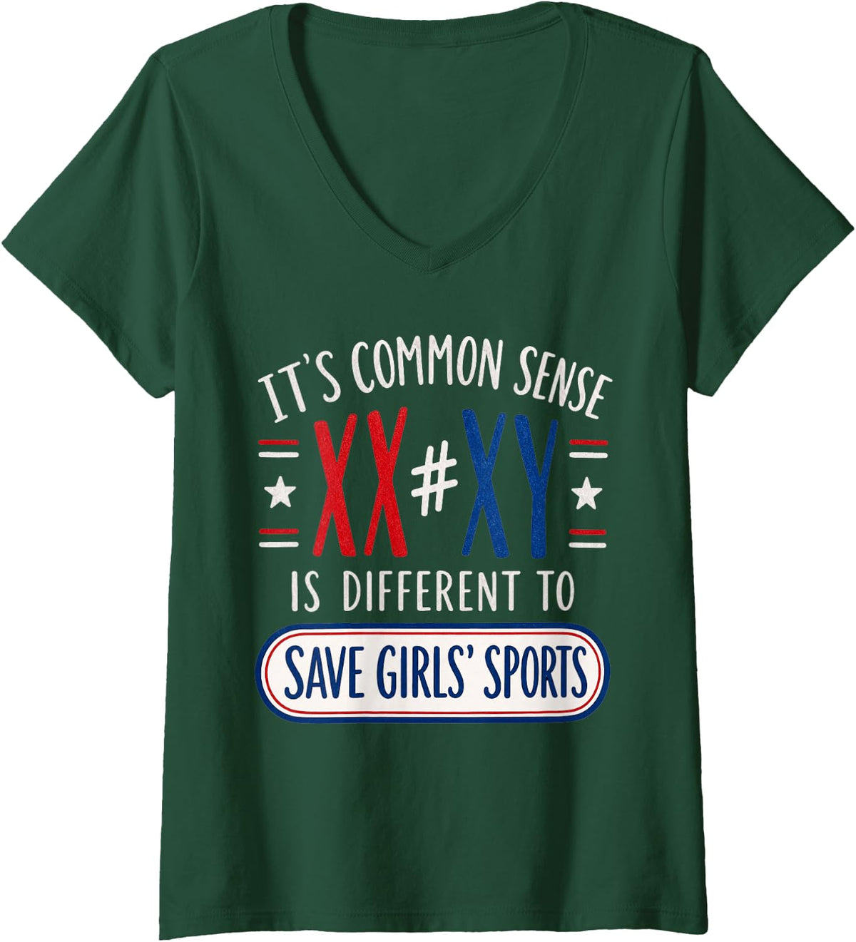 Women's XX Does Not Equal XY V-Neck T-Shirt - Dark Green