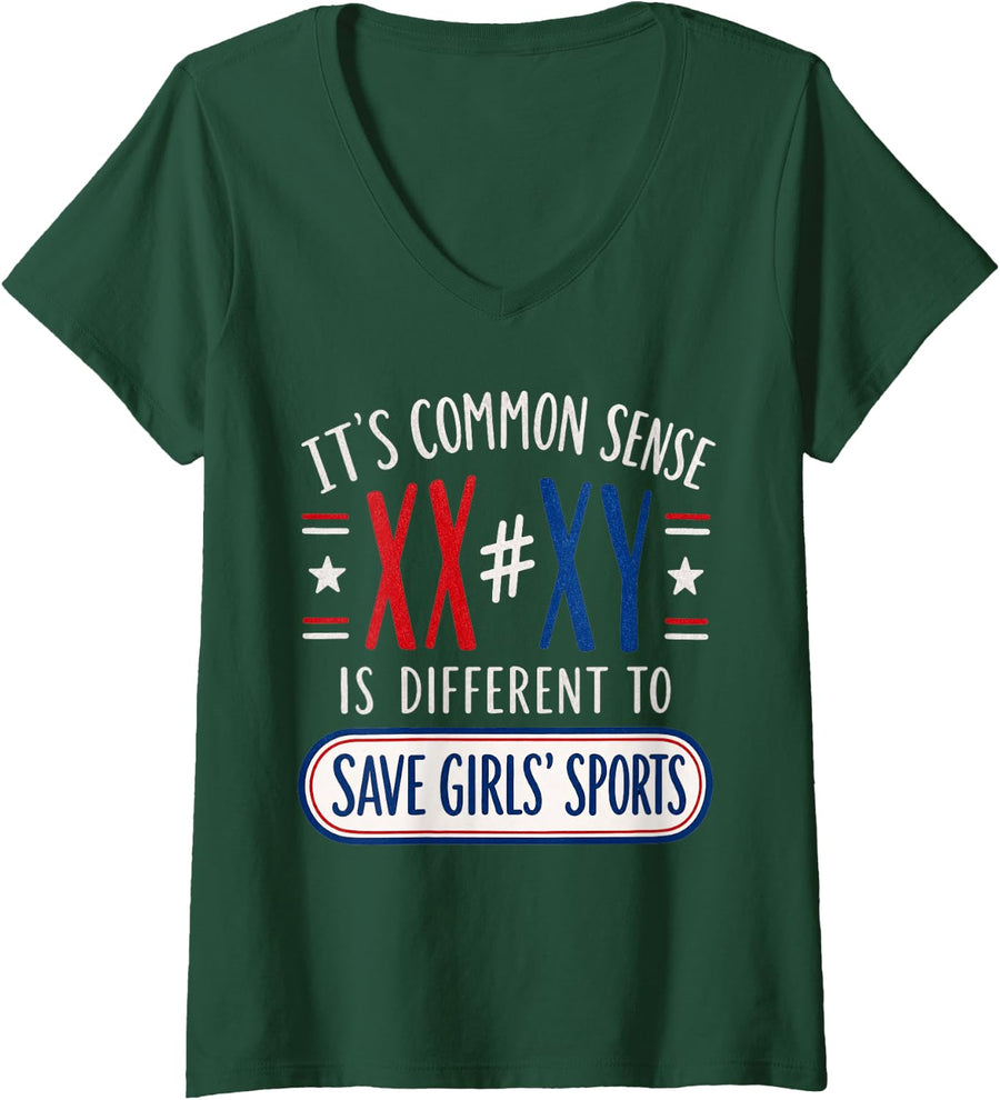 Women's XX Does Not Equal XY V-Neck T-Shirt - Dark Green