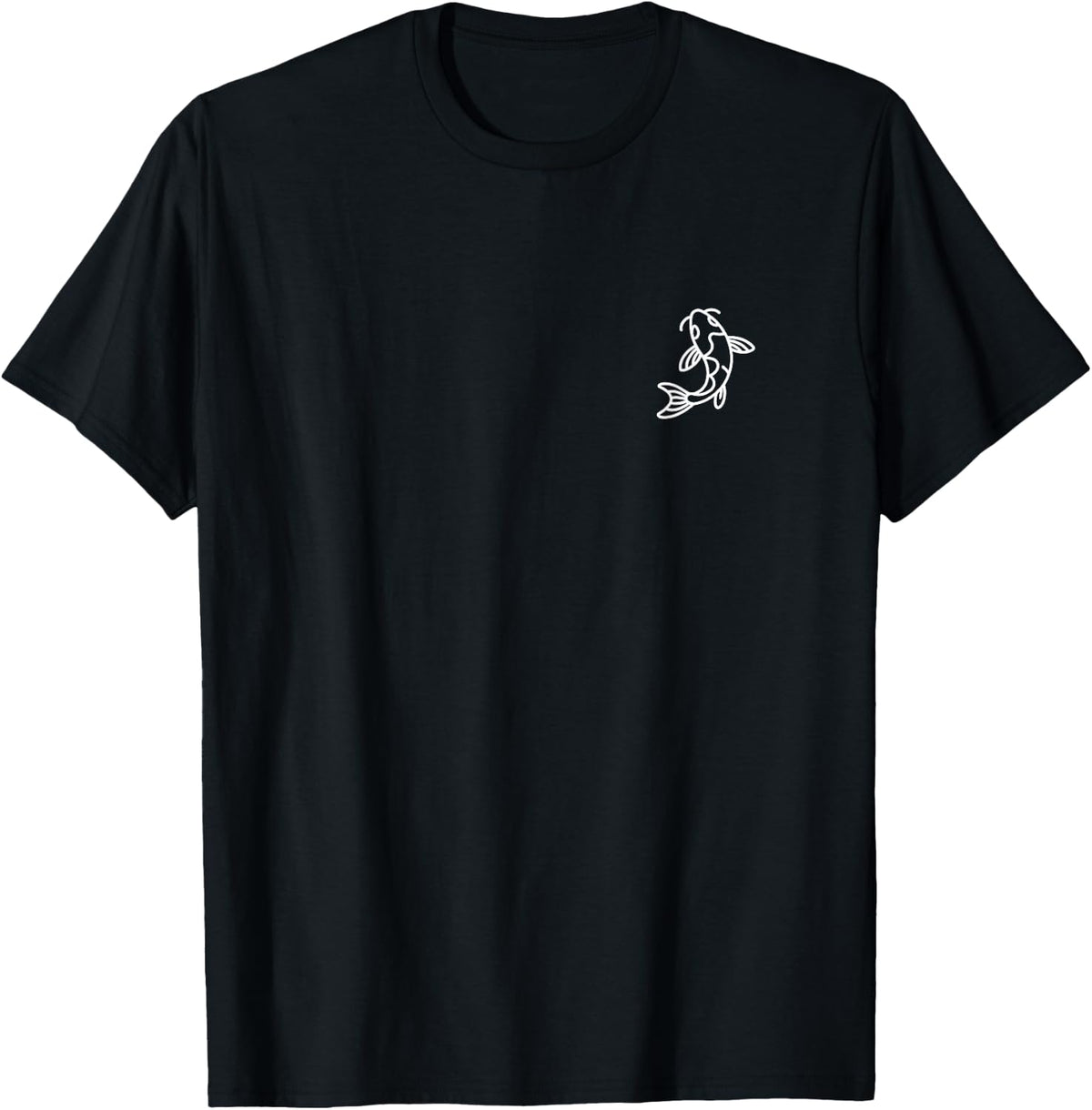 Koi Fish Minimalist Badge Patch Line Art T-Shirt - Black