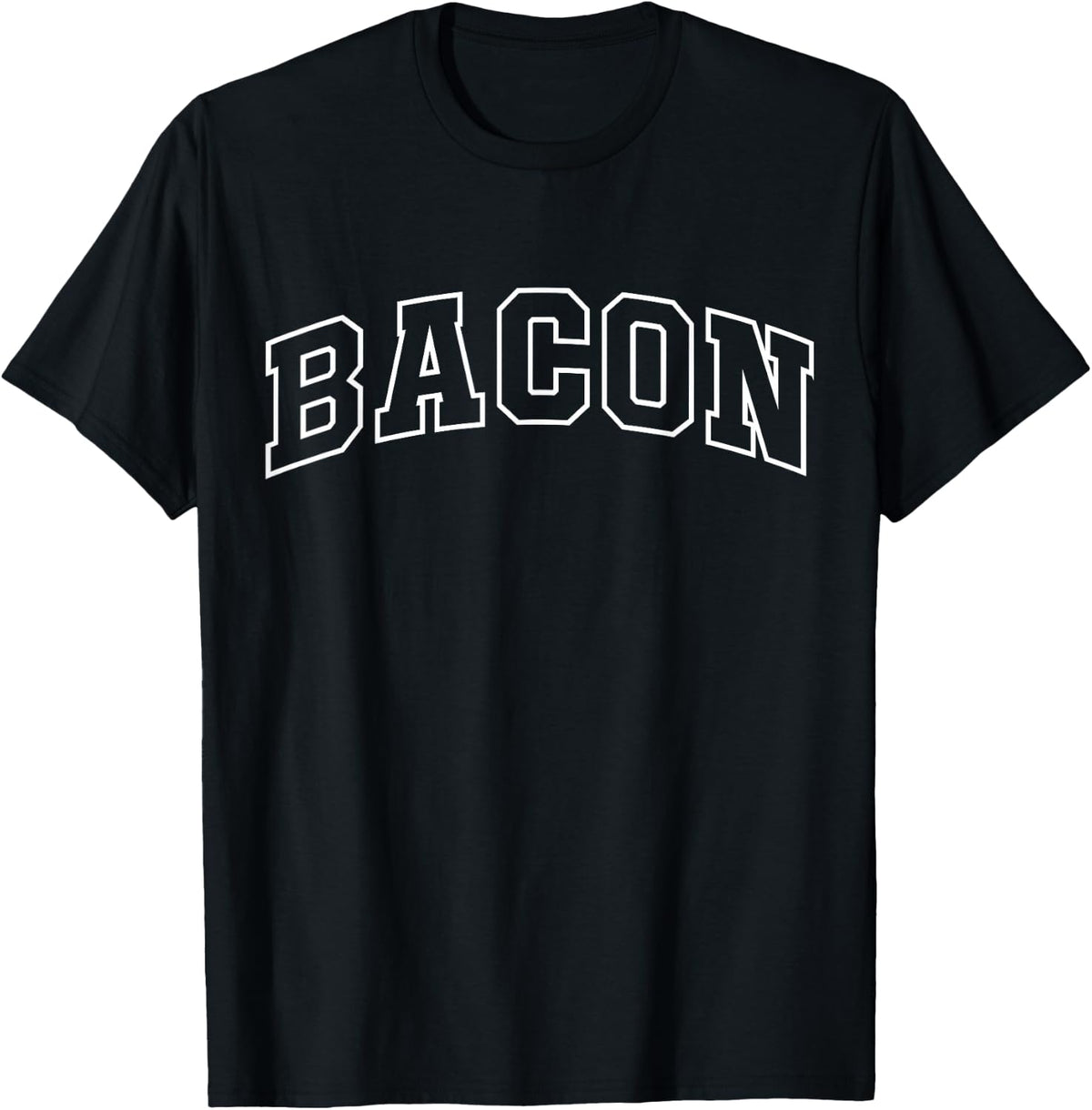 Bacon Funny T-Shirt Athletic Lettering Costume Meat Lover Tee - Black