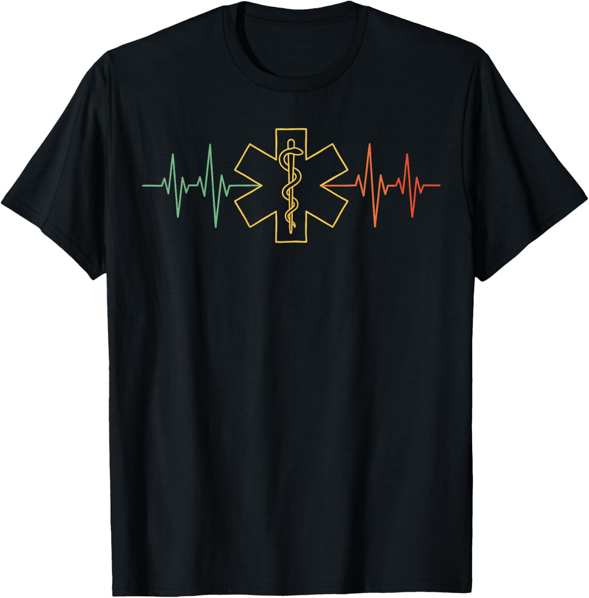 Heartbeat EMT Paramedic Emergency Medicine Ambulance T-Shirt - Black