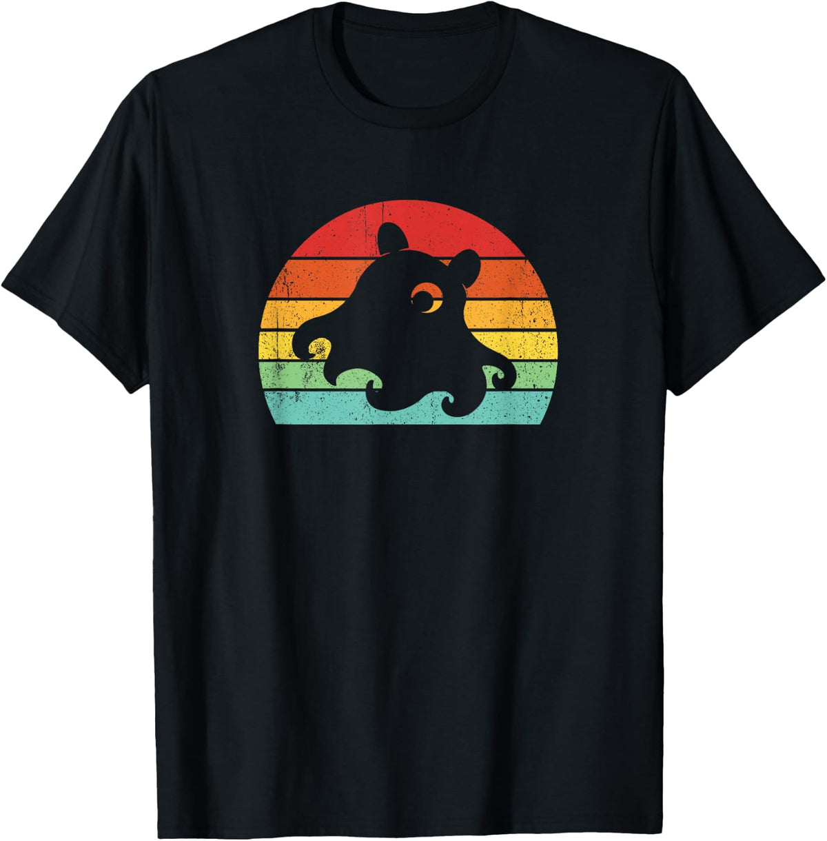 Retro Vintage Mens Womens Kawaii Dumbo Octopus T-Shirt - Black