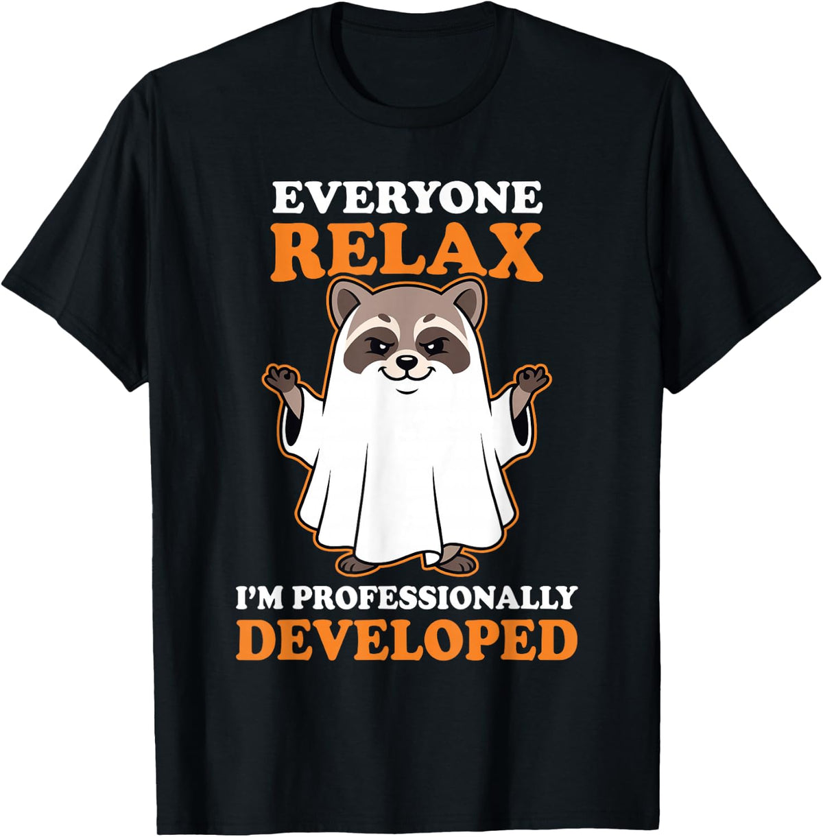 Everyone Relax I’m Professionally Developed Funny Raccoon T-Shirt - Black