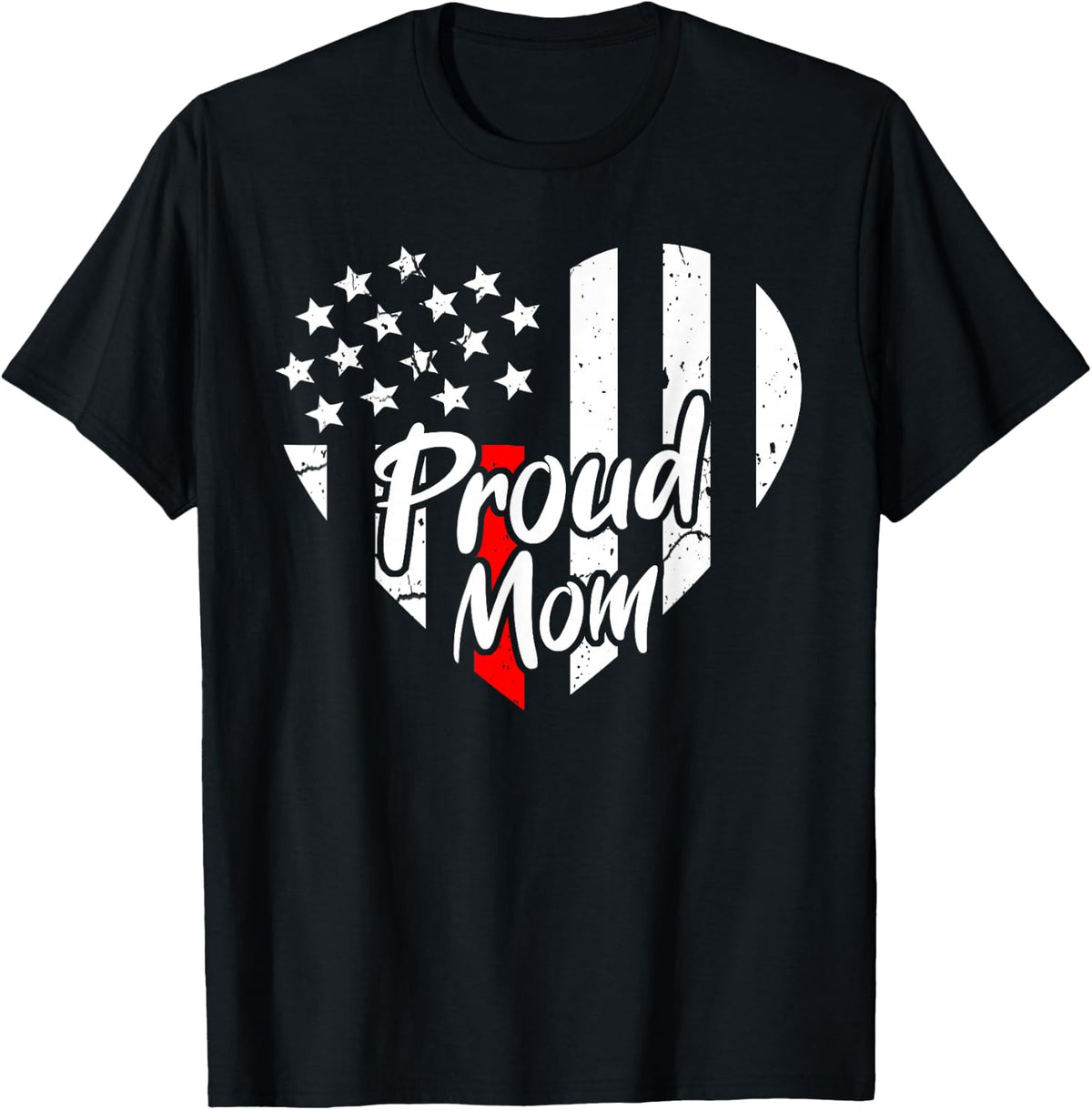 Proud Mom Of A Firefighter Mother Us Thin Red Line Gift T-Shirt - Black