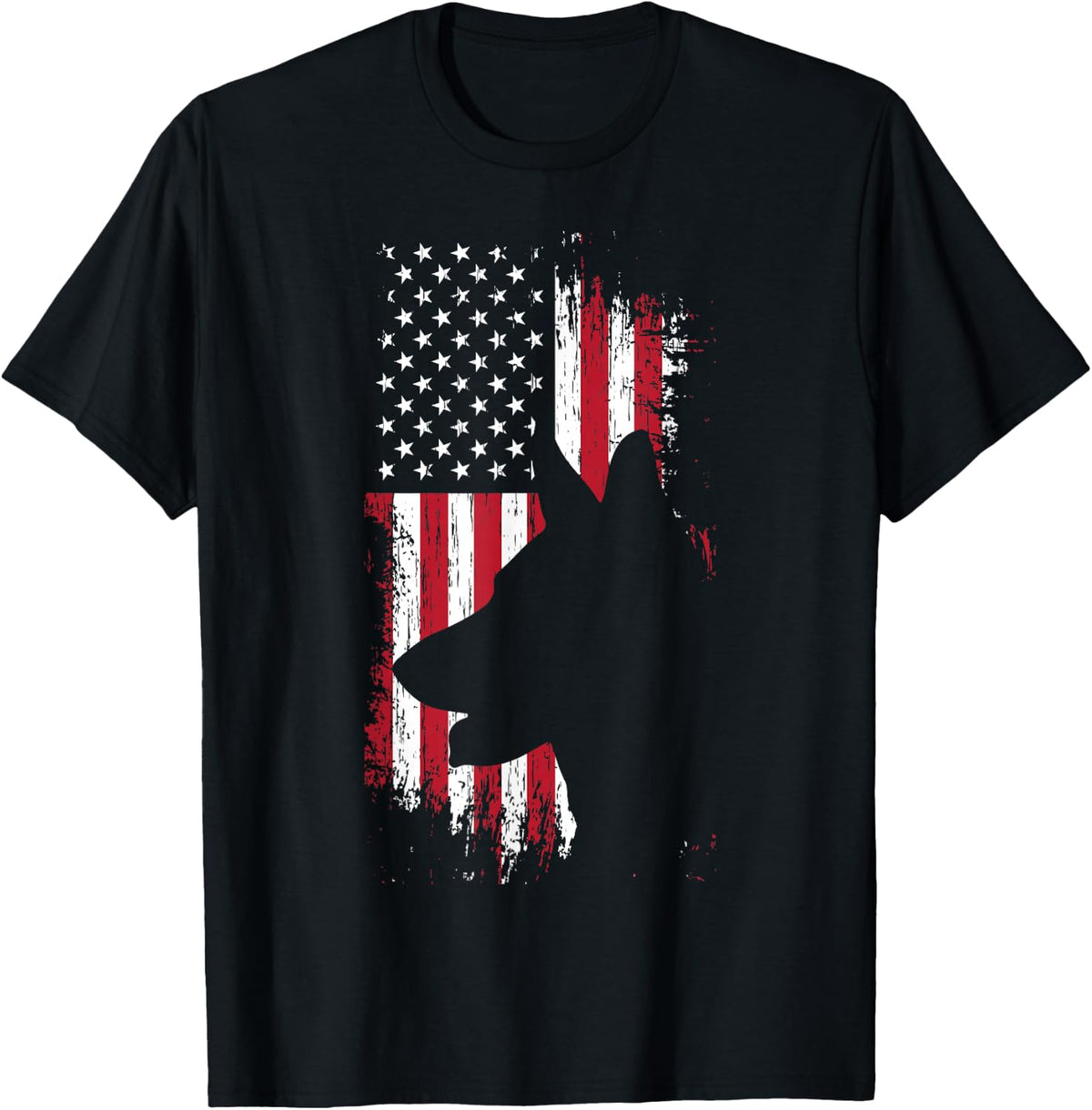 German Shepherd American Flag Shirt USA Patriotic Dog Gift T-Shirt - Black