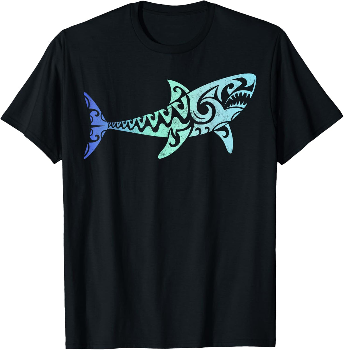 Hawaii Polynesian Tribal Shark Tee Aloha State Surfing T-Shirt - Black