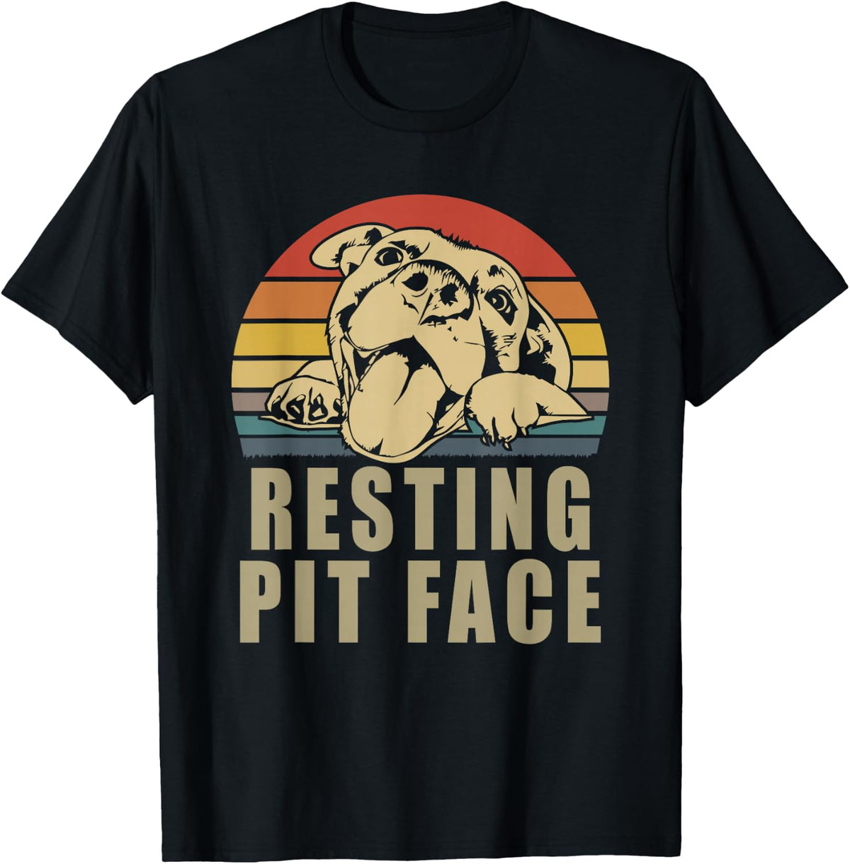 Resting Pit Face Vintage Pitbull Lovers Gift Tee Face T-Shirt - Black