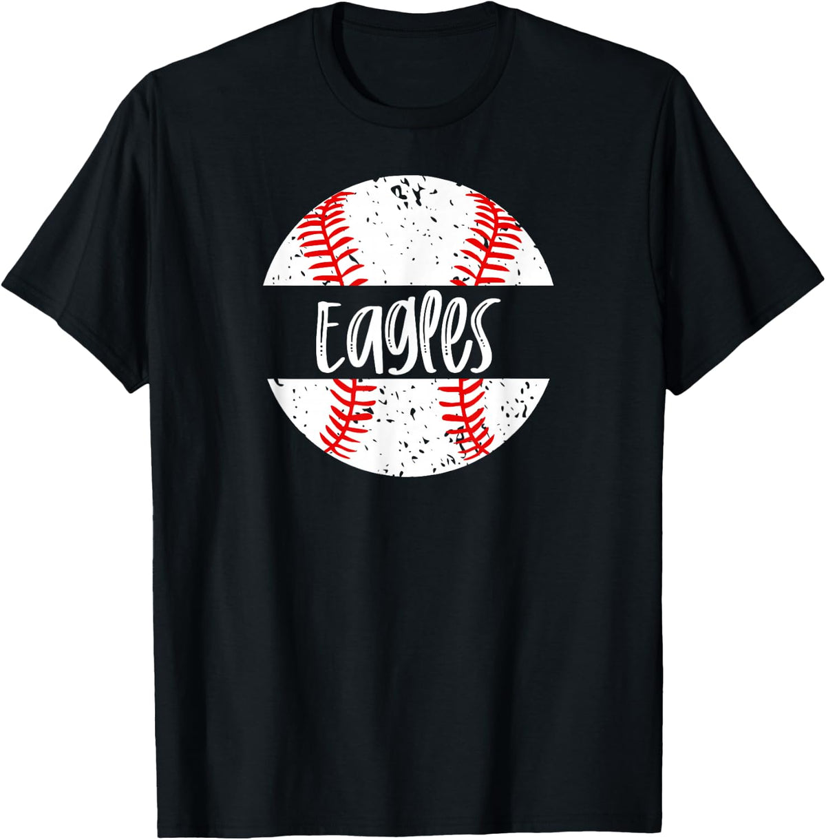 Eagles Baseball Team Mascot School Spirit Game Day T-Shirt - Black