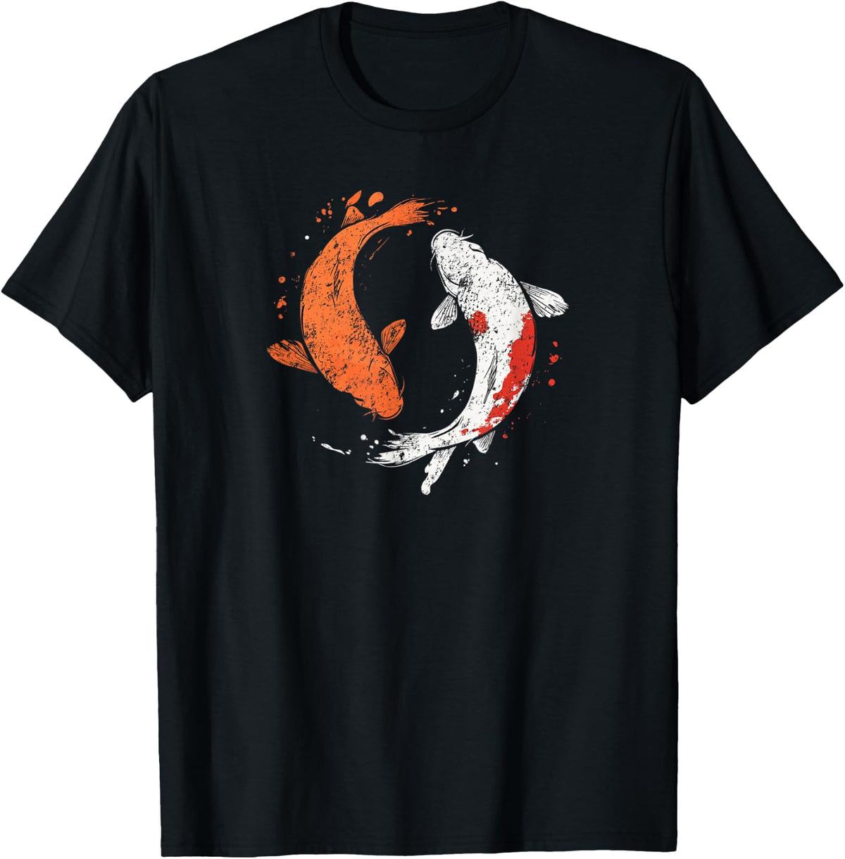 Koi Fish Yin and Yang Japanese Carp T-Shirt - Black