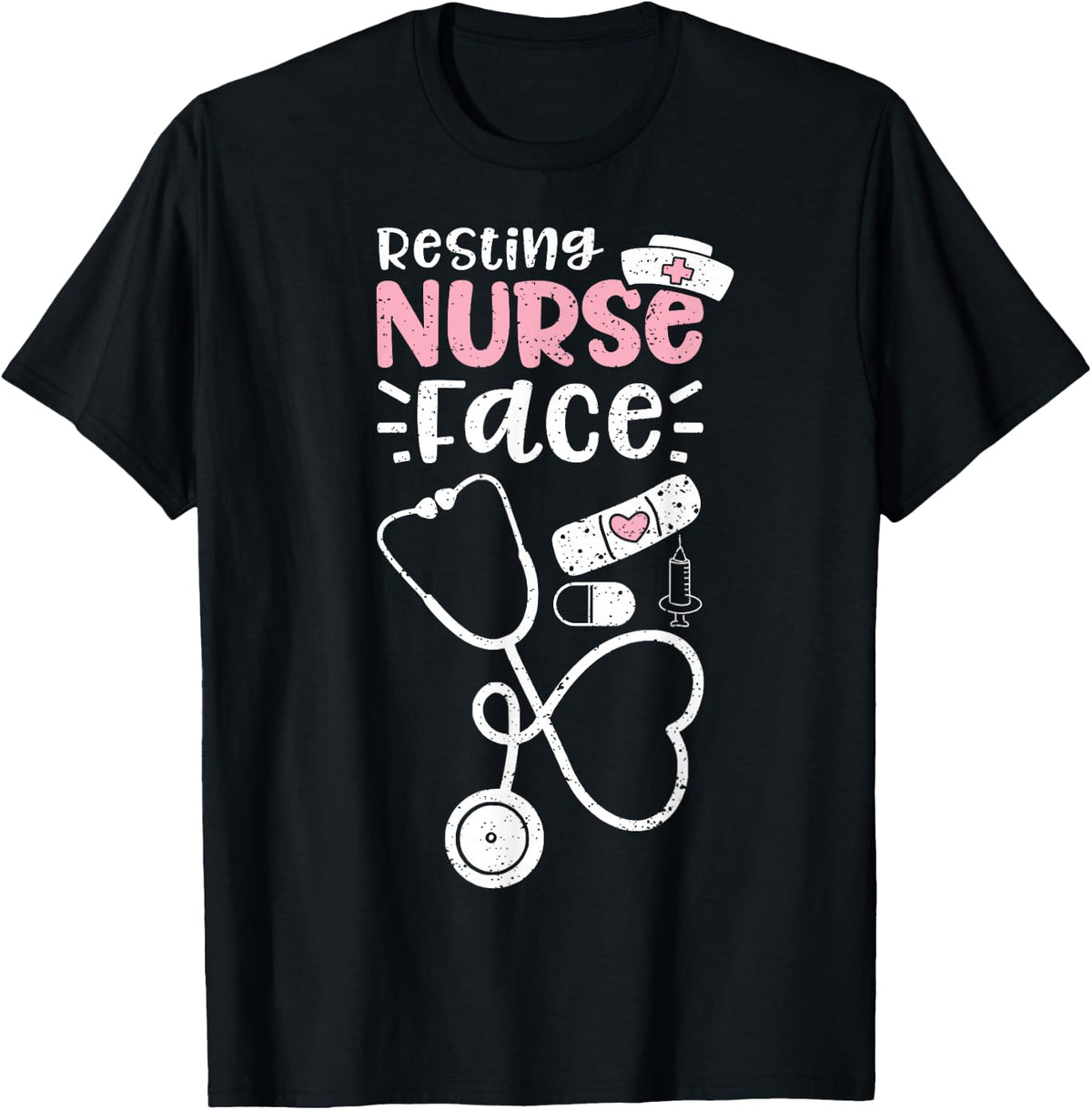 Resting Nurse Face Tee Funny Nursing T-Shirt For Nurses Healthcare Workers - Black