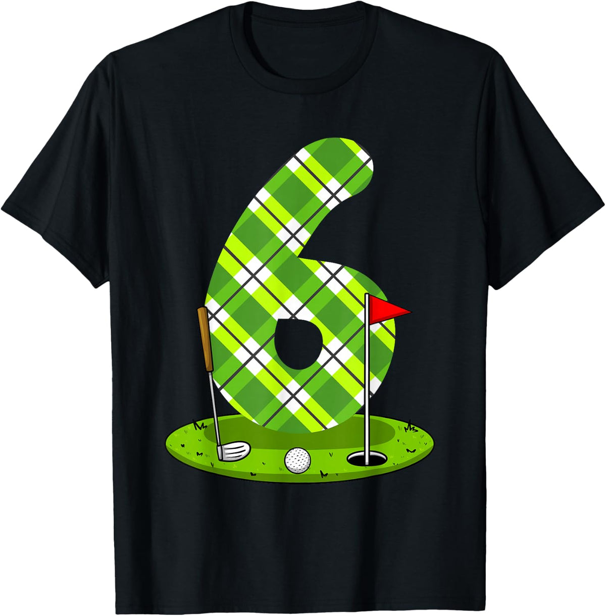 Golf Birthday Shirt For Kids 6th Birthday Party Golfer T-Shirt - Black