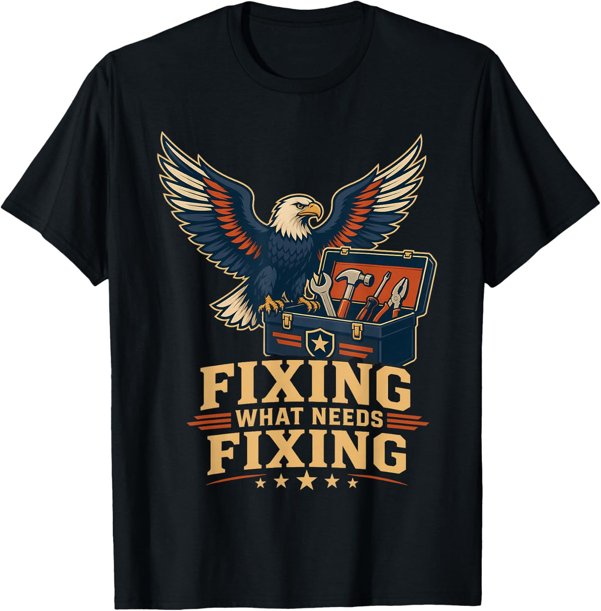 Bald Eagle Toolbox Fixing What Needs Fixing T-Shirt - Black