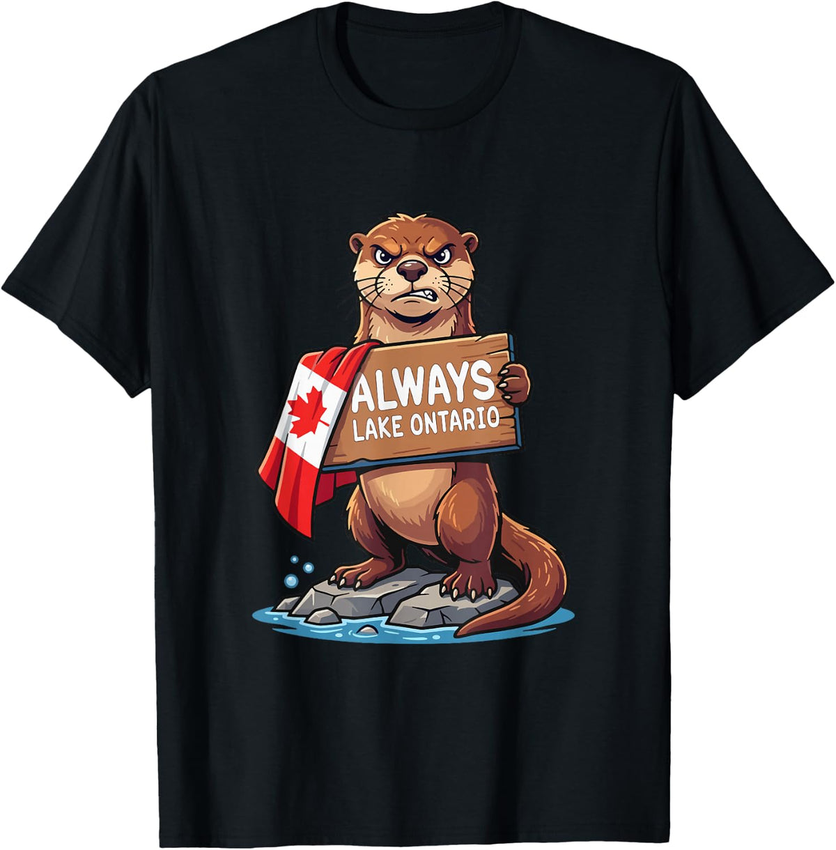 Always Lake Ontario Animals Flag Otter Funny Ontario-Lake T-Shirt - Black