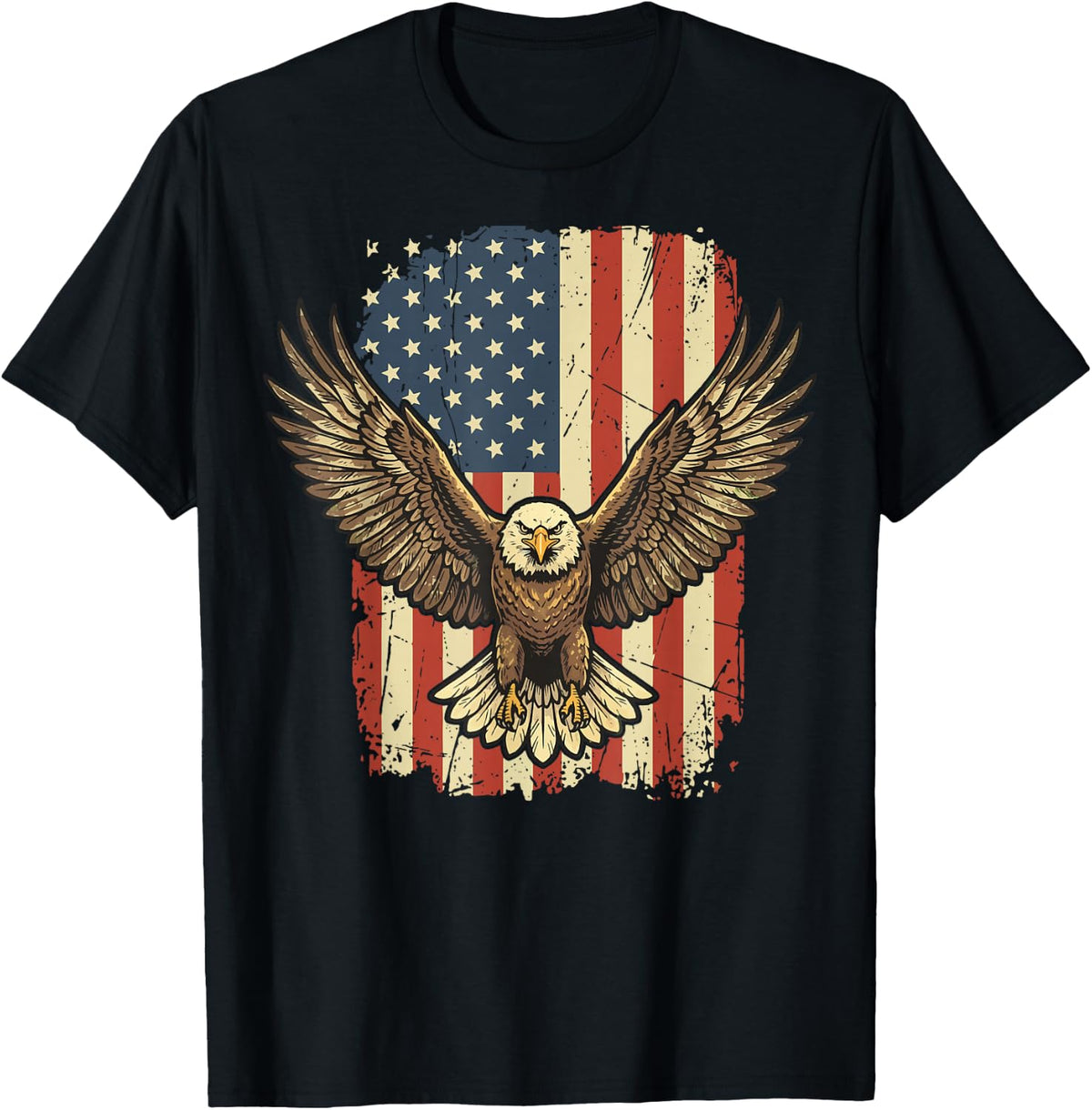Bald Eagle US Flag T-Shirt - Black