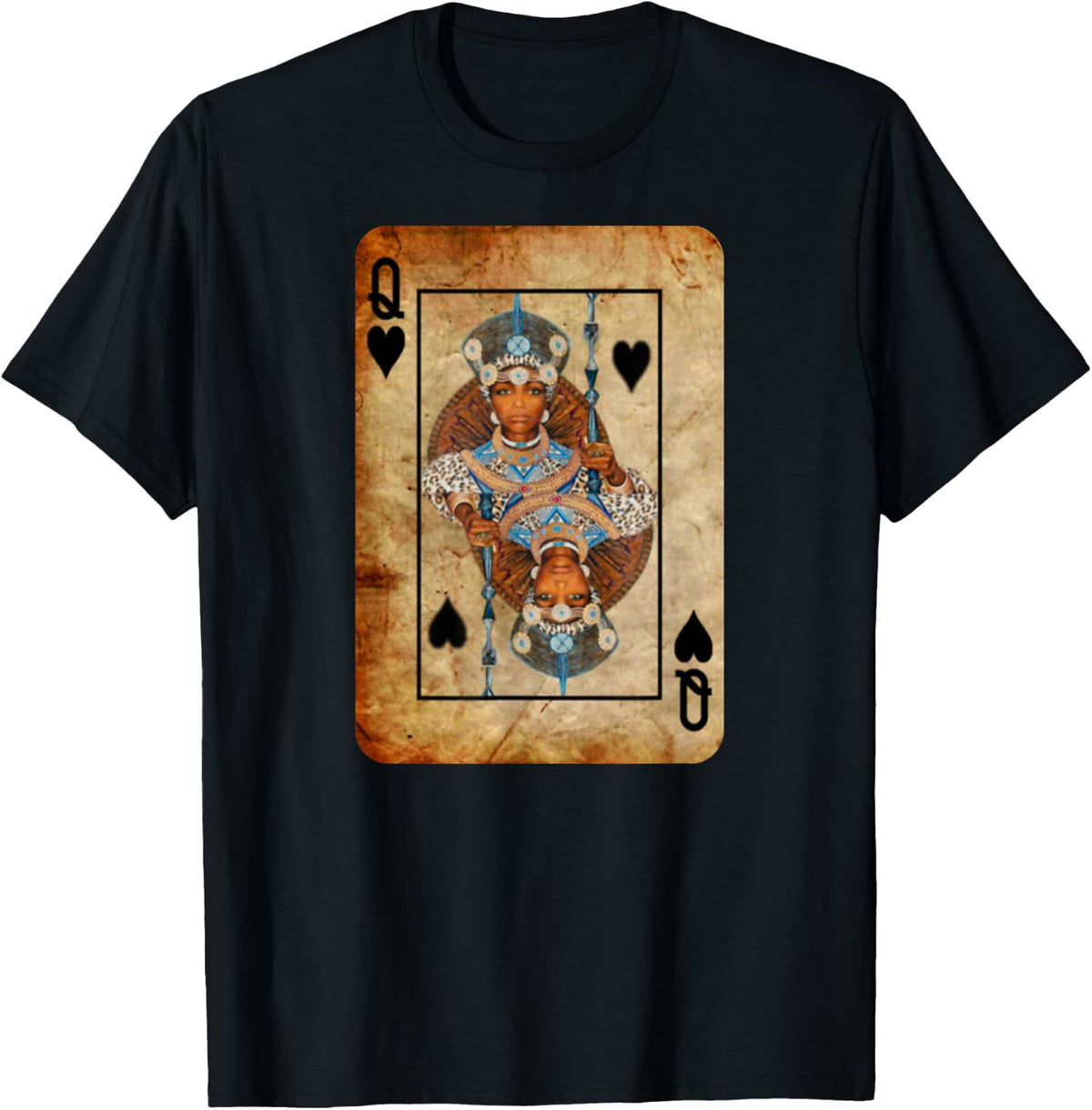 Black Queen Spade Playing Card - T-Shirt - Men Women Youth T-Shirt - Black