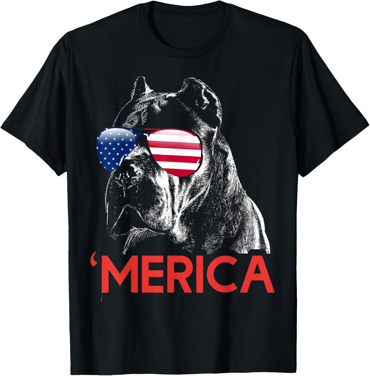 Merica Cane Corso American Flag 4th of July T-Shirt - Black