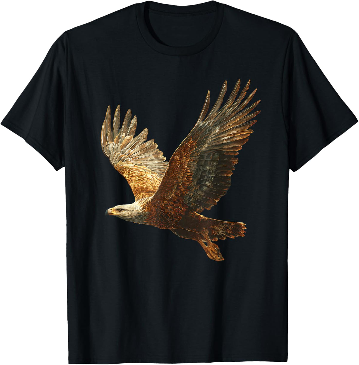 Eagle Bird Lover Motif Wildlife Forest Animal Art Graphic T-Shirt - Black