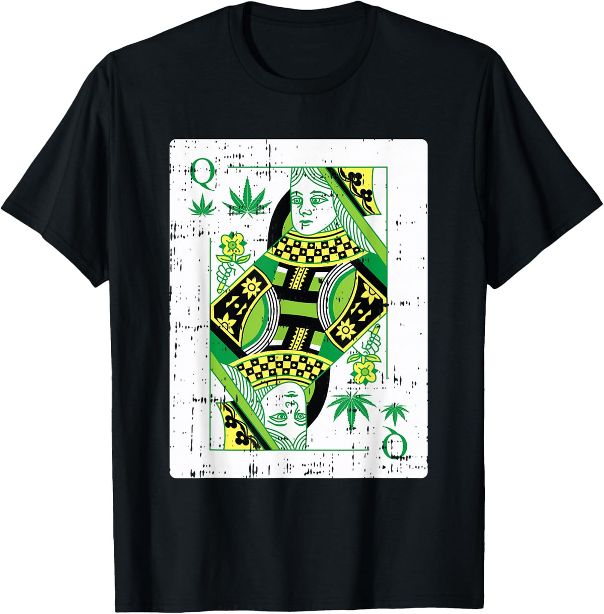 Queen Of Weed Playing Card Marijuana Cool Pot Smoker Gifts T-Shirt - Black