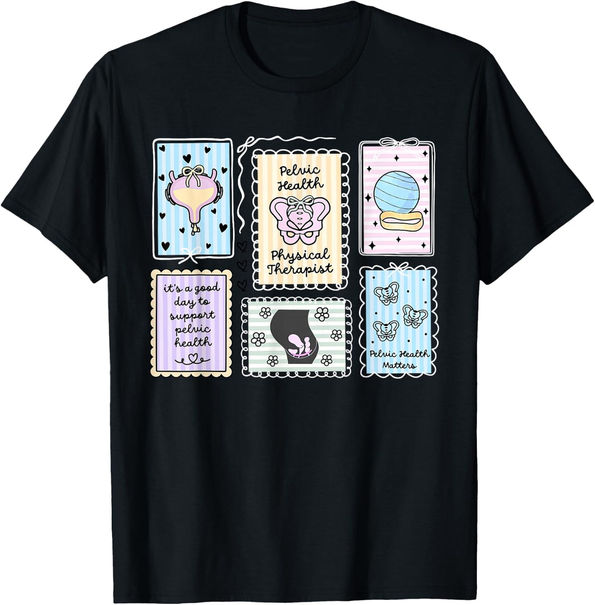 Stamp Pelvic Health Physical Therapist Floor Appreciation T-Shirt - Black