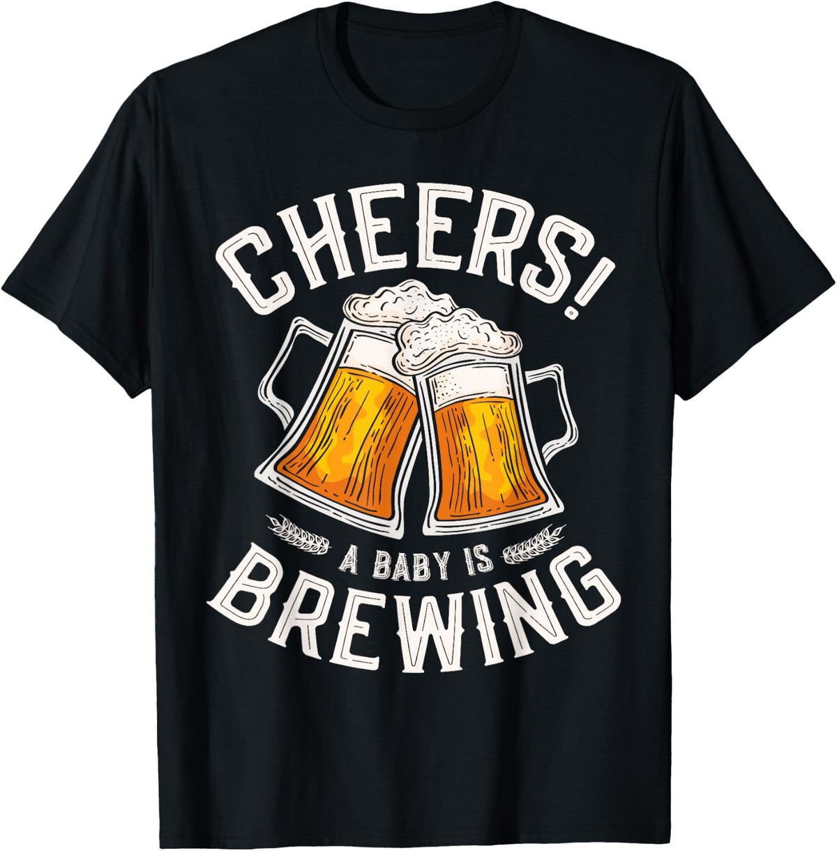 Cheers a baby is brewing Brewing Beer brewer Funny Baby T-Shirt - Black