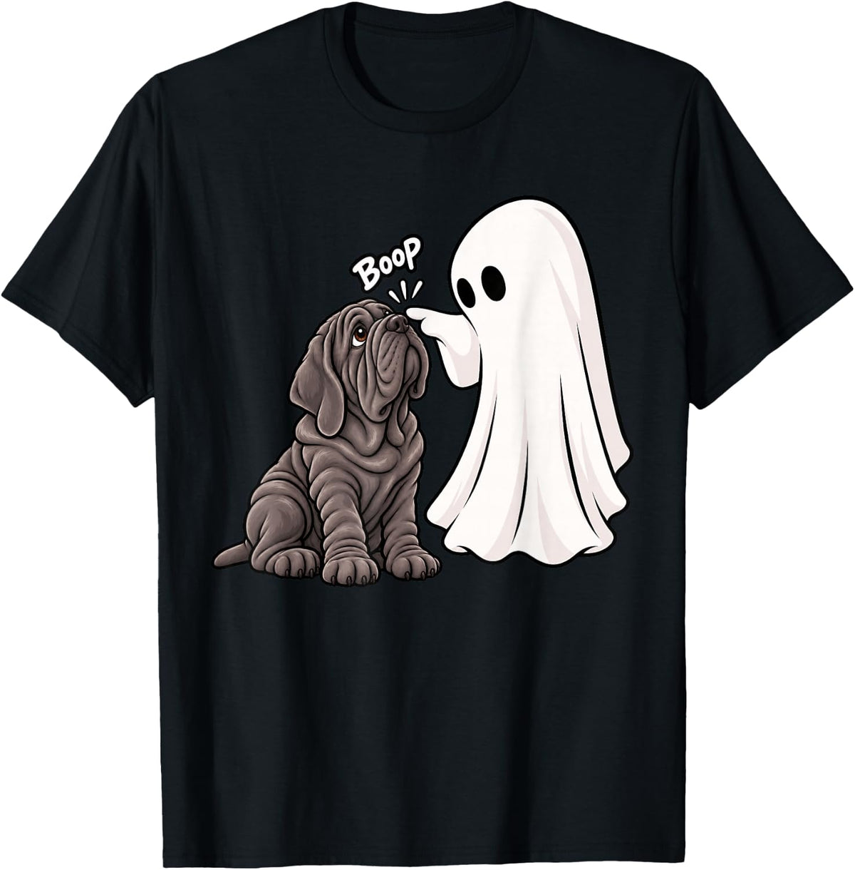Funny Ghost Neapolitan Mastiff Boop Halloween Dog Lover T-Shirt - Black