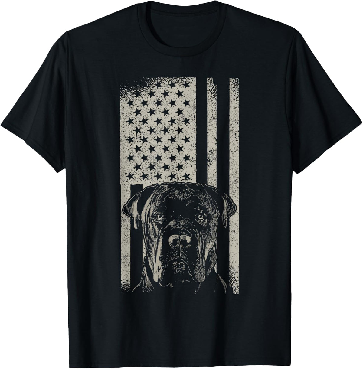 Cane Corso Italiano dog USA Flag T-Shirt - Black