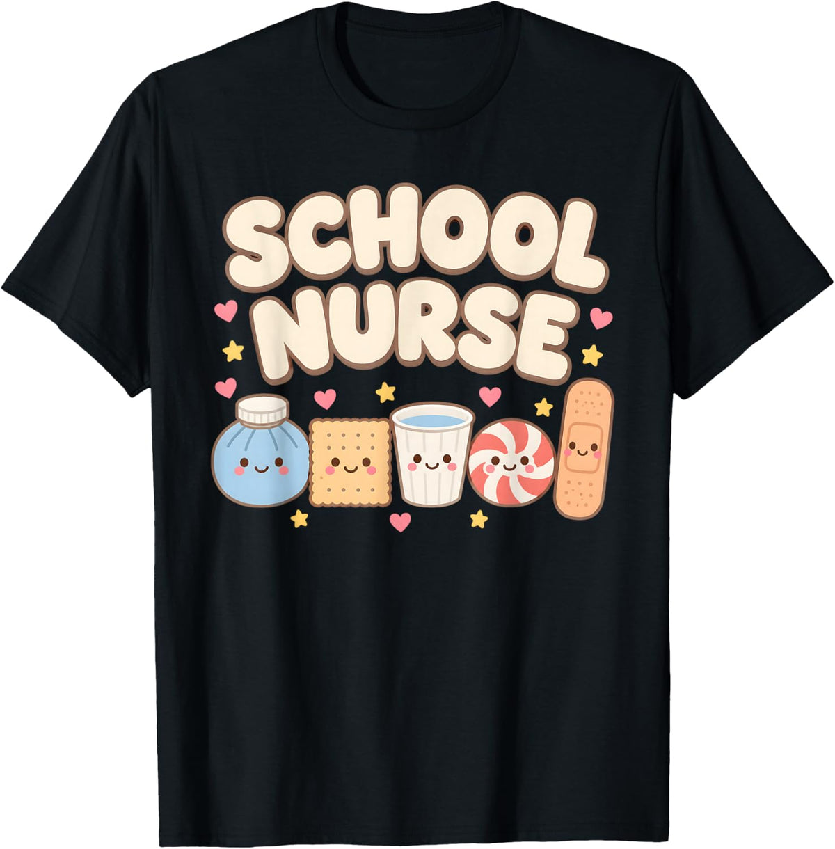 School Nurse Kawaii Saltine Cracker Paper Cup Cute Nurse T-Shirt - Black